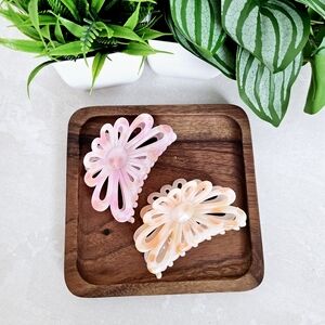 FREE Brand New Pink and Orange Cream Hair Clips 2 Pcs